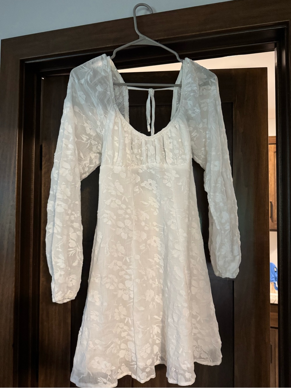 wild fable White Floral Lace Long-Sleeve Mini Dress